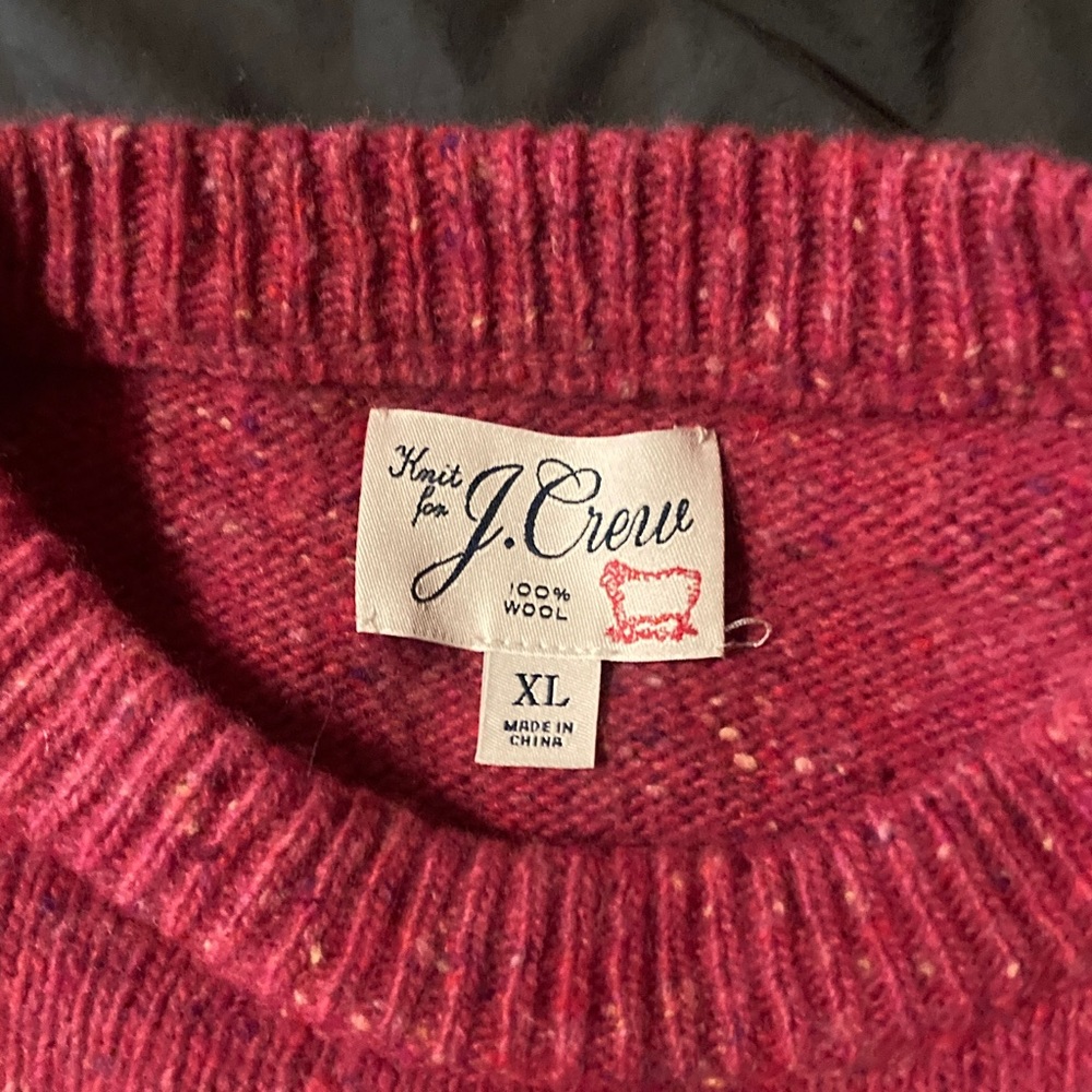J. Crew Rich Red 100% Wool Sweater - Picture 2 of 3